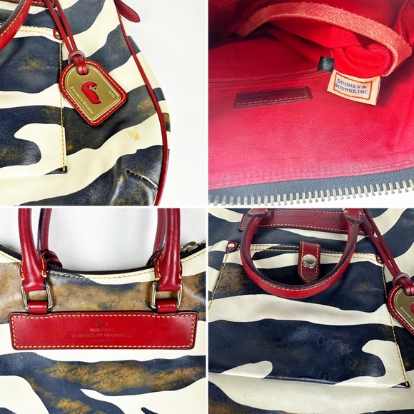 Dooney & Bourke Zebra Print Red Leather Hobo Western Satchel Crossbody Bag Purse - Picture 16 of 16